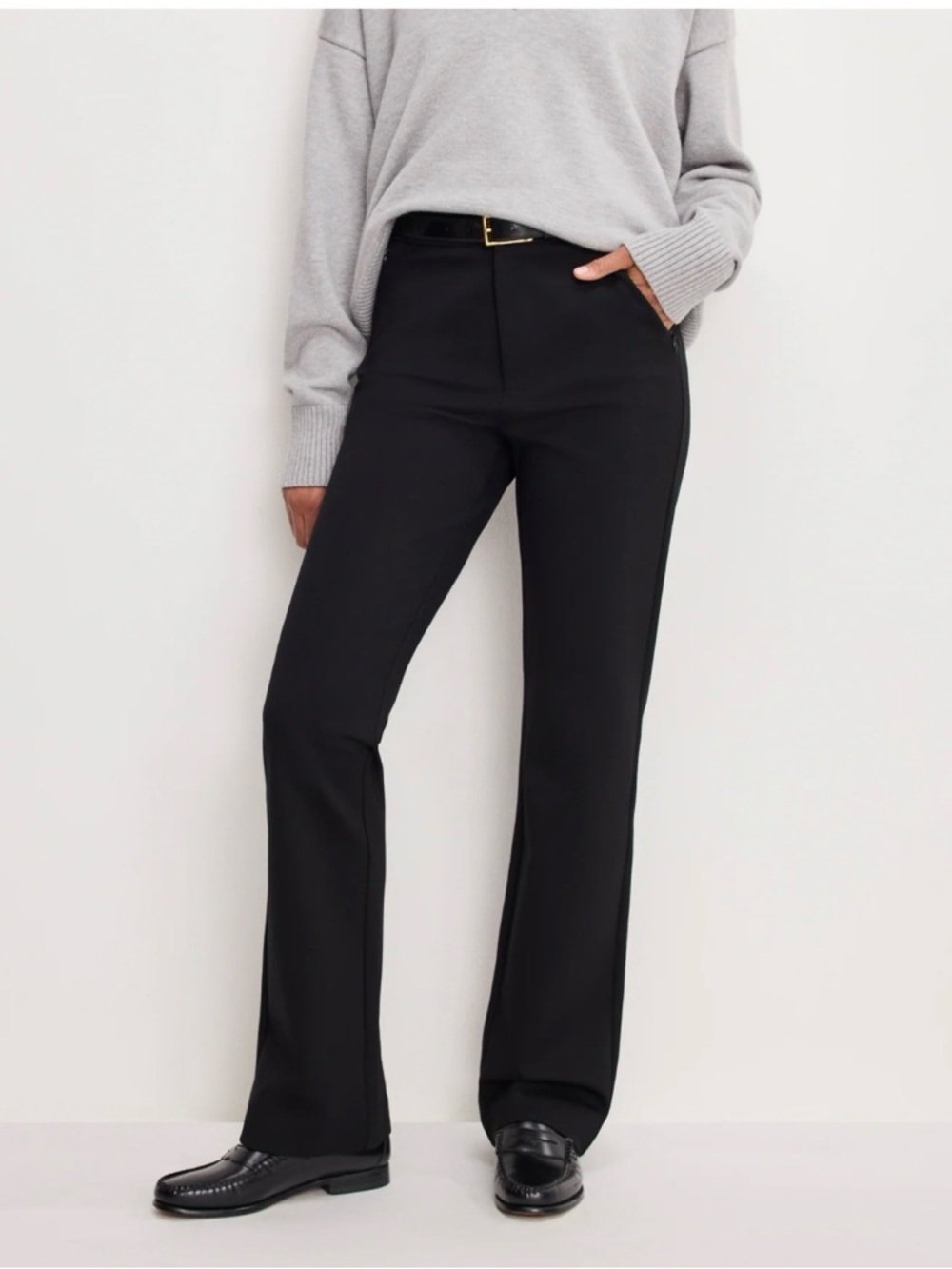 Good American Soft Stretch Ponte Straight Trousers Chic Workwear Size 4